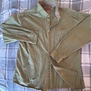 Cactus Jeanswear Men’s XXL Olive Green Thick Canvas Like Cotton Button Up Shirt